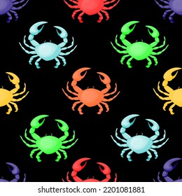 Multicolored crabs, seamless pattern, vector illustration