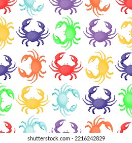 Multicolored crabs, seamless pattern, vector illustration
