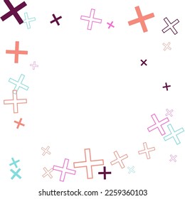 Multi-colored cross. Cross made of rainbow blots.  Reject cross symbols are scattered into cycle mosaic structure. 