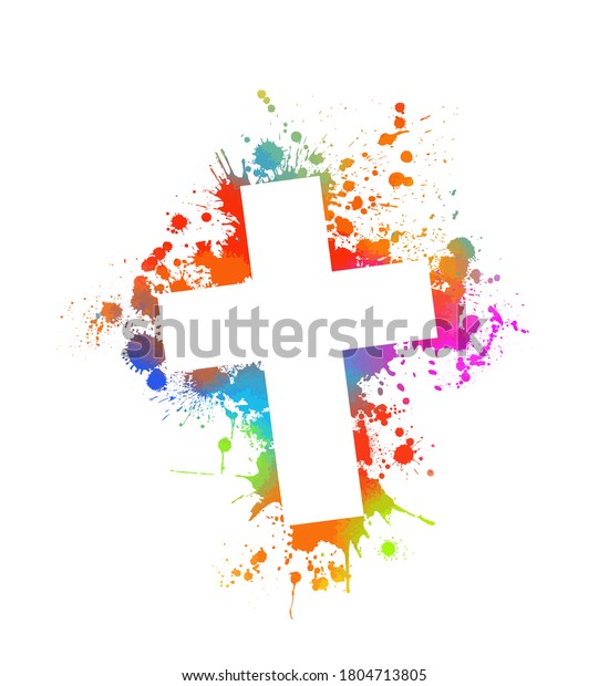 Multicolored Cross Cross Made Rainbow Blots Stock Vector (Royalty Free ...