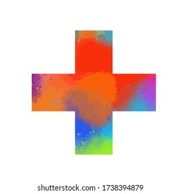 A multi-colored cross. Mixed media. Vector illustration