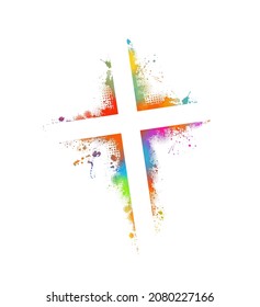Multi-colored cross object. Happy Easter. Vector illustration