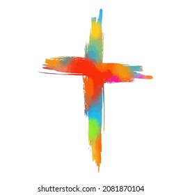 Multi-colored cross object. Happy Easter. Vector illustration