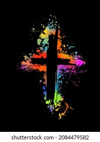 Multi-colored cross object. Happy Easter. Vector illustration