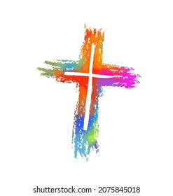 Multi-colored cross object. Vector illustration