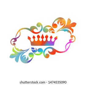 The multi-colored crown is a symbol of power. Vector illustration