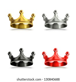 Multicolored crowns vector set