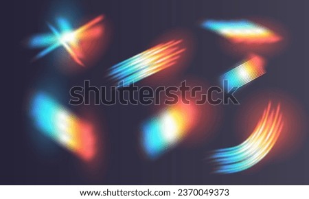 Multicolored Crystal Lens Flare on Transparent Background. Vector Illustration of Optical Rainbow Lights