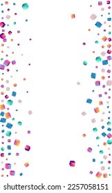 Multicolored Cube Vector White Background. Iridescent Structure Polygon Presentation. Metal Element Paper. Rainbow Block Perspective Template.