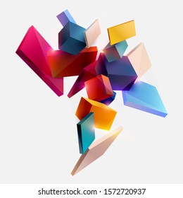 Multicolored cubes on white background.