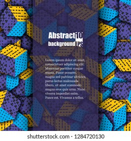 Multicolored cubes with ornament. Brochure template. Eps10 Vector illustration