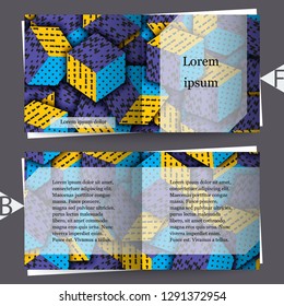Multicolored cubes with ornament. Brochure template. Eps10 Vector illustration
