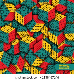 Multicolored cubes with ornament. Eps10 Vector illustration