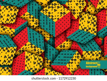 Multicolored cubes with ornament. Eps10 Vector illustration