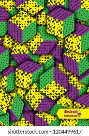 Multicolored cubes with ornament. Eps10 Vector illustration