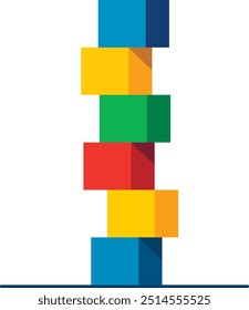 Multicolored cubes tower. Children's toy. Vector illustration in cartoon style. Vector illustration eps 10