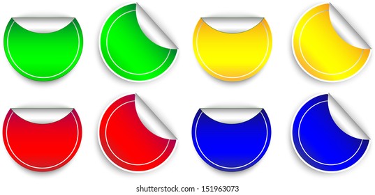 Multicolored curled label. Vector Illustration.