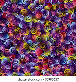 Multicolored curls seamless pattern. Vector background