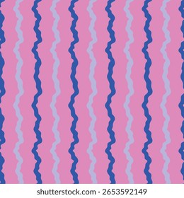Multicolored curly seamless pattern. Abstract vibrant blue, light blue and pink background. Texture for fabrics, wrapping paper, social media designs and stationery.