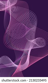 Multicolored Curve Background Purple Vector. Wave Relax Poster. Blend Contour Context. Ribbon Texture.