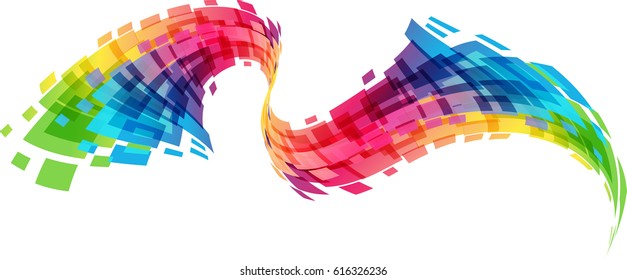 Multicolored curve element on white background 