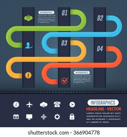 Multicolored Curved Arrows, Infographics Elements Template