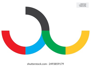 Multicolored curved line on a white background. Icon, vector graphics.