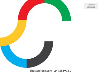 Multicolored curved line on a white background. Icon, vector graphics.