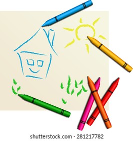 Multicolored cute children's drawing