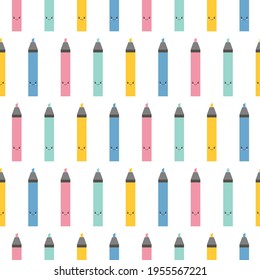 Multi-colored cute markers highlighters sample pattern. Bright endless background. Good for school and business backgrounds.