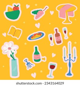multicolored cute set of date stickers