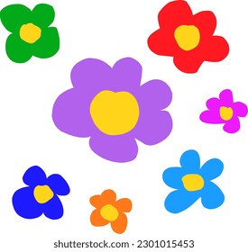 multicolored daisy flowers on a white background.
