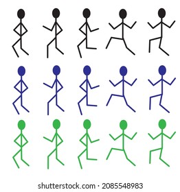multicolored dancing human figures, pictograms isolated on a white background
