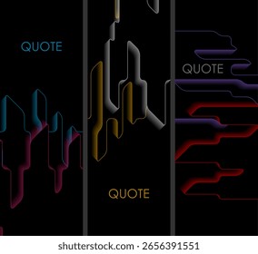Multicolored dark abstract geometric tech vertical banners. Minimal shapes concept vector design