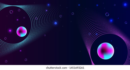 Multicolored dark space bubbles 3d cluster shades decorative balls abstract vector illustration pearls new trendy