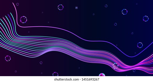 Multicolored dark space bubbles 3d cluster shades decorative balls abstract vector illustration pearls new trendy