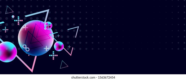 Multicolored dark space bubbles 3d cluster shades decorative balls abstract vector illustration pearls new trendy