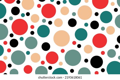 Multi-colored dark and vivid polka dots pattern. Suitable for wallpaper, banner, card, cover, fabric, and backdrop.