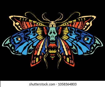 Multicolored Dead Head Butterfly Isolated On Stock Vector (Royalty Free ...