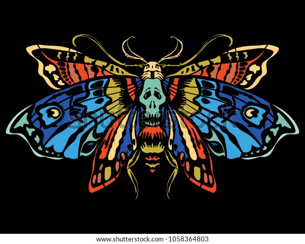 Multicolored Dead Head Butterfly Isolated On Stock Vector (royalty Free 