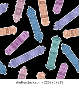 Multi-colored decorated mezuzahs (doorposts). Seamless background pattern. Vector illustration  

