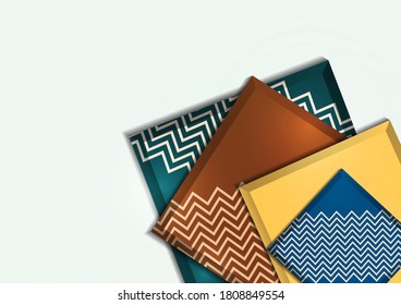 Mehrfarbige dekorative 3D-Quadrate auf hellem Hintergrund. Vorlage für Ihr Design. Abstrakte Vektorgrafik.