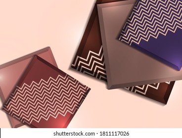 Multicolored decorative 3D squares on a light background. Template for your design. Abstract vector illustration.