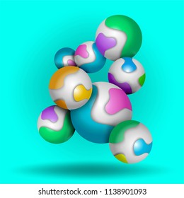 Multicolored decorative balls fall. Abstract vector illustration.