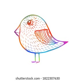 Un pájaro decorativo multicolor. Ilustración del vector