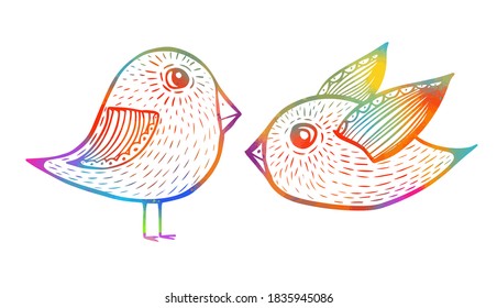 Ein mehrfarbiger Ziervogel. Vektorgrafik