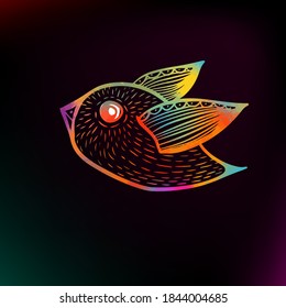 A multi-colored decorative bird. Vector illustration