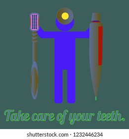 Multicolored dental medical tooth hygienical dental brush suite.