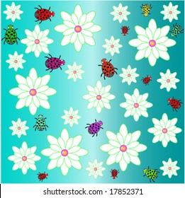 Multicolored Design With Flowers