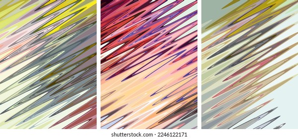 Multicolored diagonal bursts - three options. Beautiful backgrounds for interior solutions, covers, wallpaper, fashion trends, business concepts, cards, scrapbooking, fabrics, textiles, etc. 